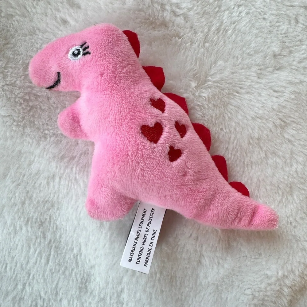 Pink Hearts Dinosaur Crinkle Cat or Dog Toy